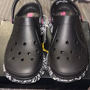 Skechers Black Sandals with White Accents